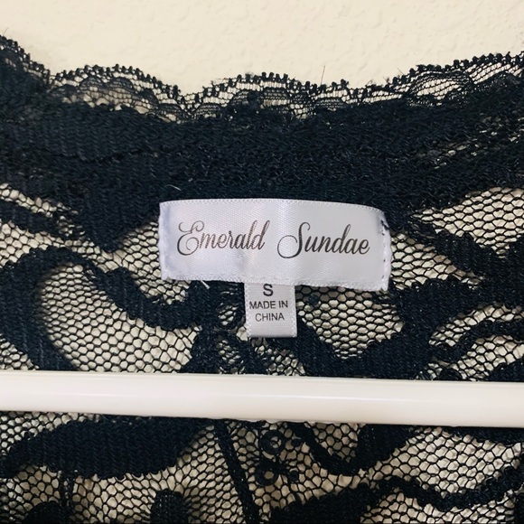 EMERALD SUNDAE black lace sequin bodycon dress S - Picture 7 of 9